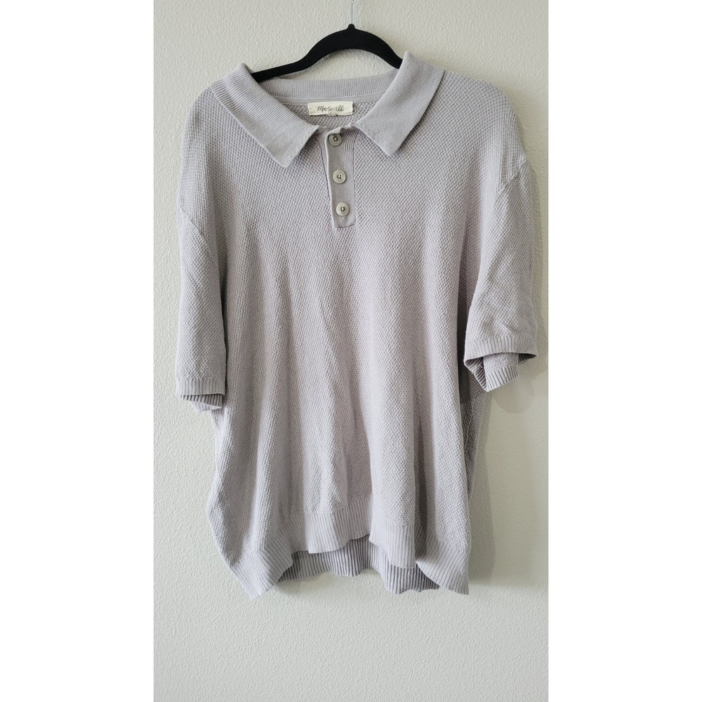 Madewell Knit‎ Polo Top Cotton Linen Blend Size Large